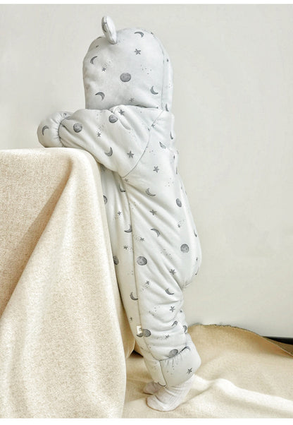 アウタージャンプスーツ 耳付き 中綿 厚手 フード付 ハートリボン【mh0011702】