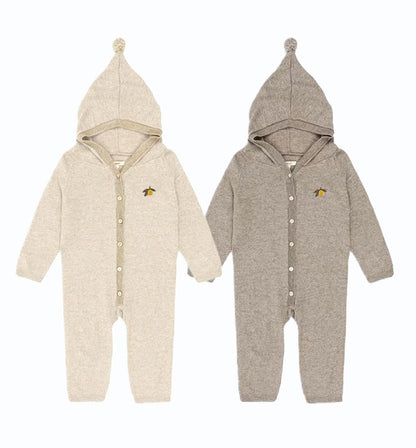 ニットロンパース 厚手 フード付 カジュアル カバーオール【mh0011712】