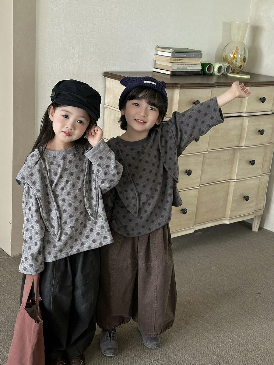 キッズ パッチワーク ウォッシュ ワイド ルーズ クロップドパンツ【mh0014295】