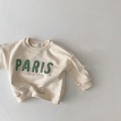 Sudadera de manga larga con estampado de logotipo para bebés y niños 【mh0014636】