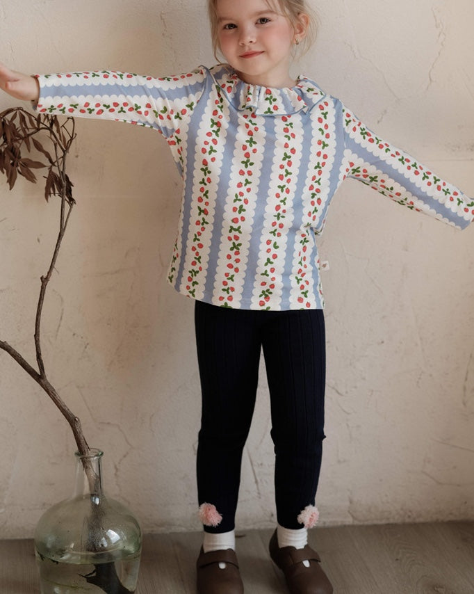 ニットレギンス ラッフル ポンポン付き キッズ 女の子 ボトムス【mh0011569】