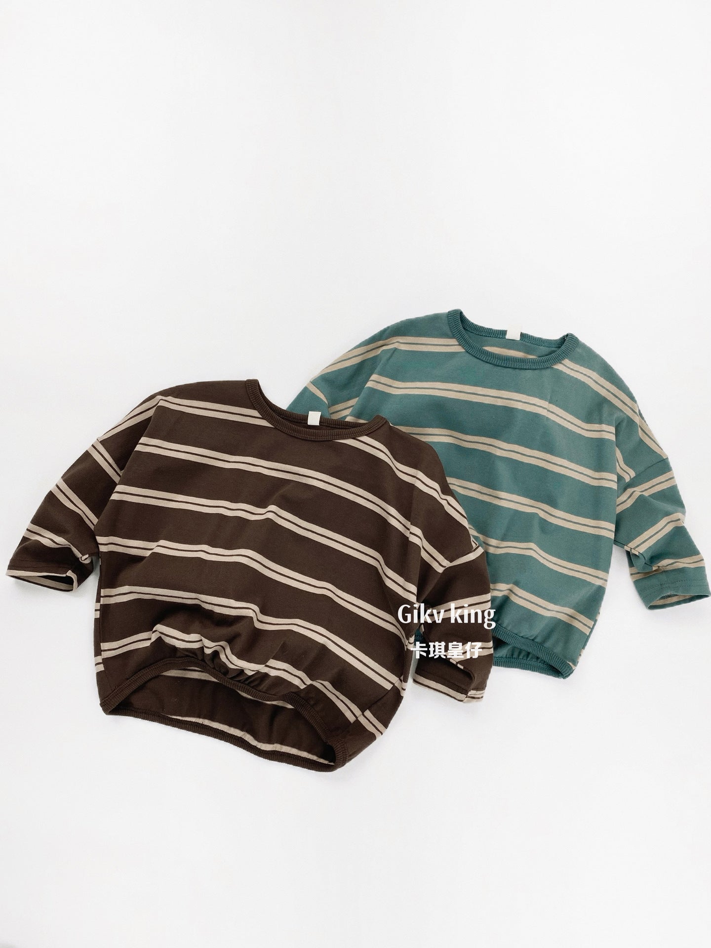 Striped Dropped Shoulder Long Sleeve Top [mh0012561]