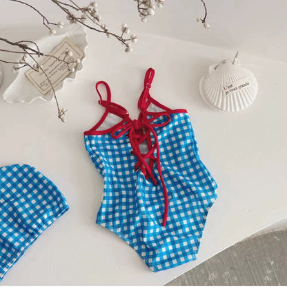 Gingham Girls Swimsuit チェック柄 ワンピース 水着【mh0012496】