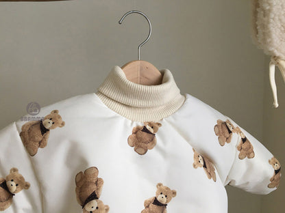 Bear Print Padded Top & Pants Set クマ柄 中綿トップス パンツセット【mh0012640】