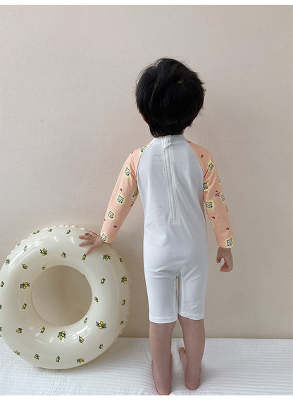 UPF50 Plus Cartoon Long Sleeve One-piece Animal Print Long Sleeve Swimsuit [mh0012594]