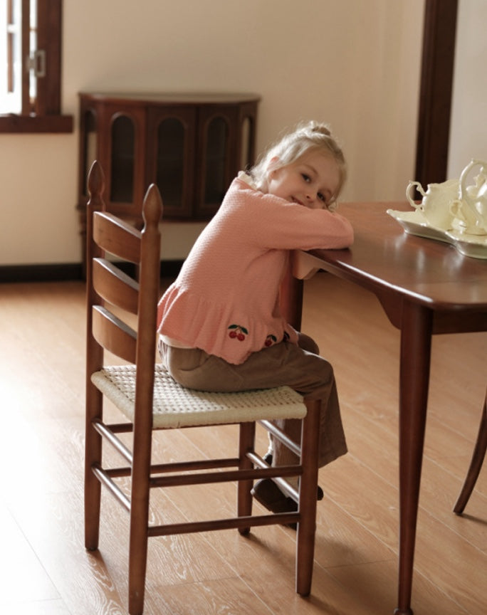 ペプラムカーディガン さくらんぼ 刺繍 女の子 ニット アウター【mh0011559】