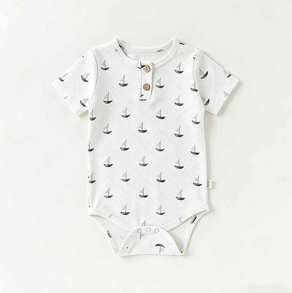 Nautical Casual One-piece ヨット ストライプ 半袖ロンパース【mh0012769】 Beitaoya 半袖ロンパース
