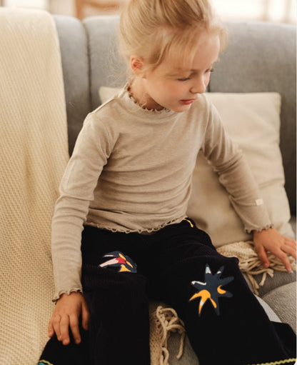 コーデュロイ キッズ ジャケット/パンツ 刺繍 カジュアル ワイドシルエット【mh0011573】