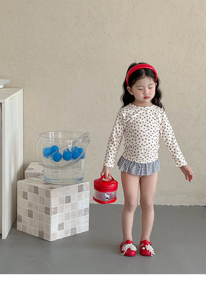 UPF50 Plus Floral Gingham Long Sleeve Swimsuit 花柄 ギンガムチェック 水着【mh0012600】