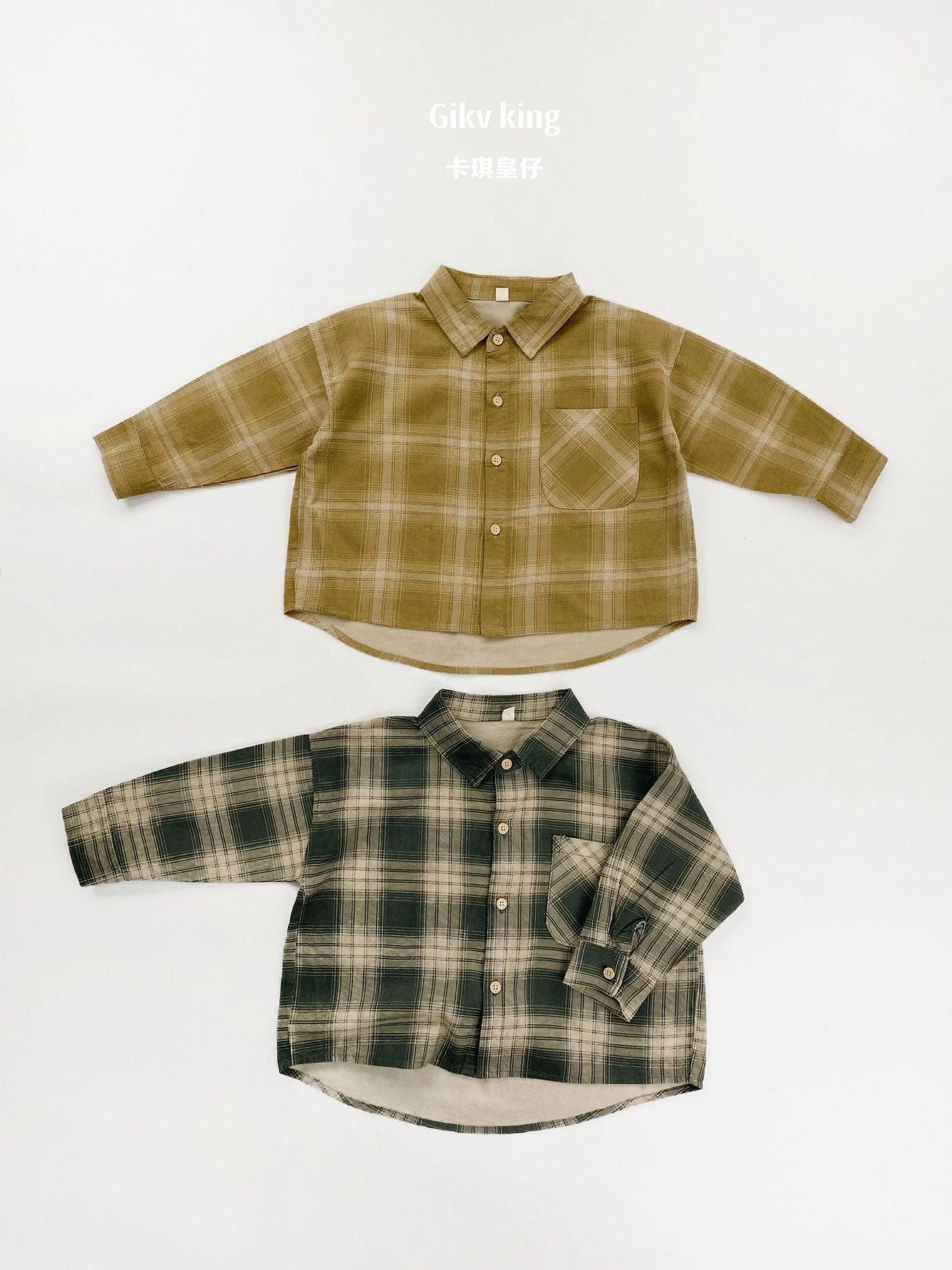 Camisa de cuadros de manga larga vintage 【mh0012563】