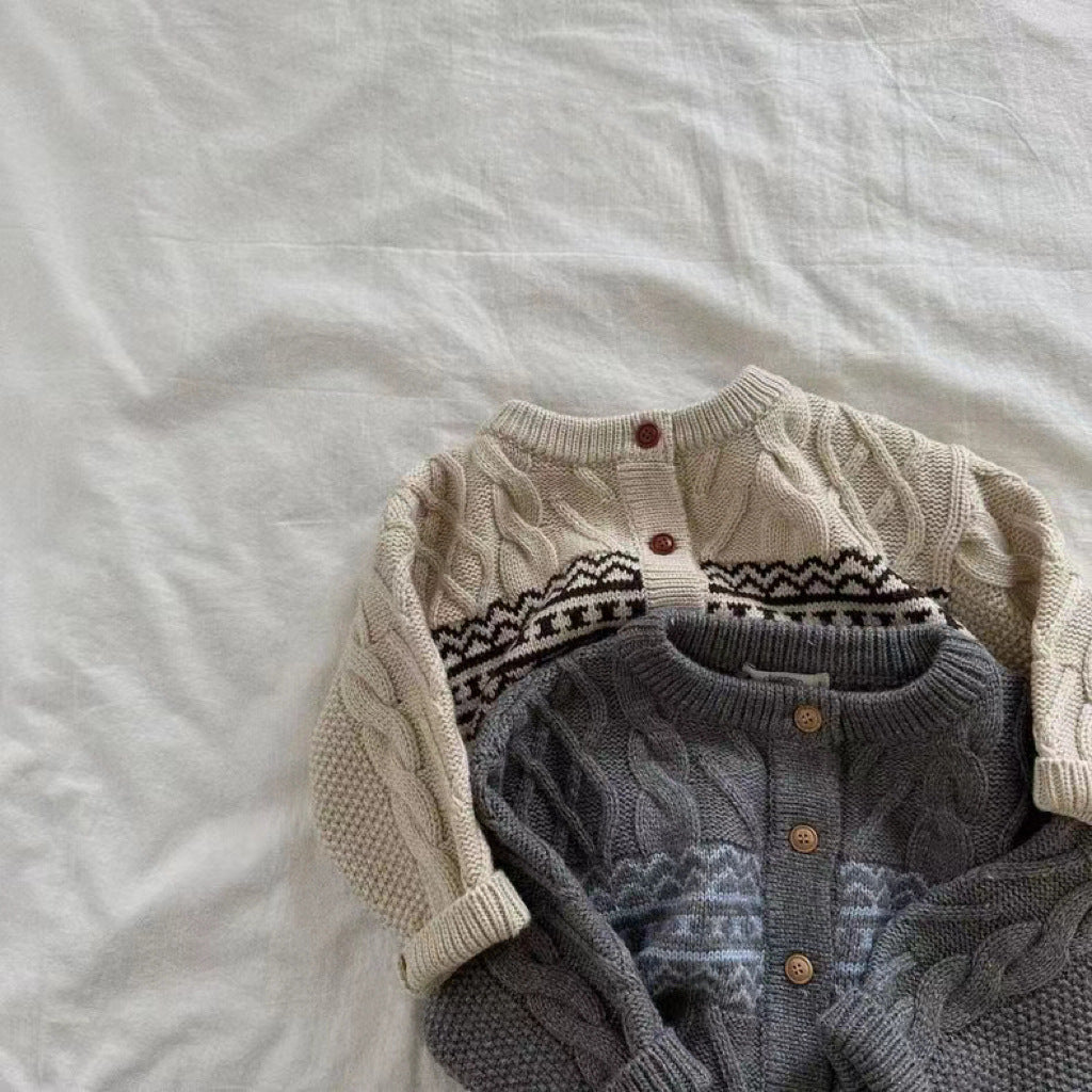Baby & Kids Nordic Pattern Knit Cardigan【mh0014628】