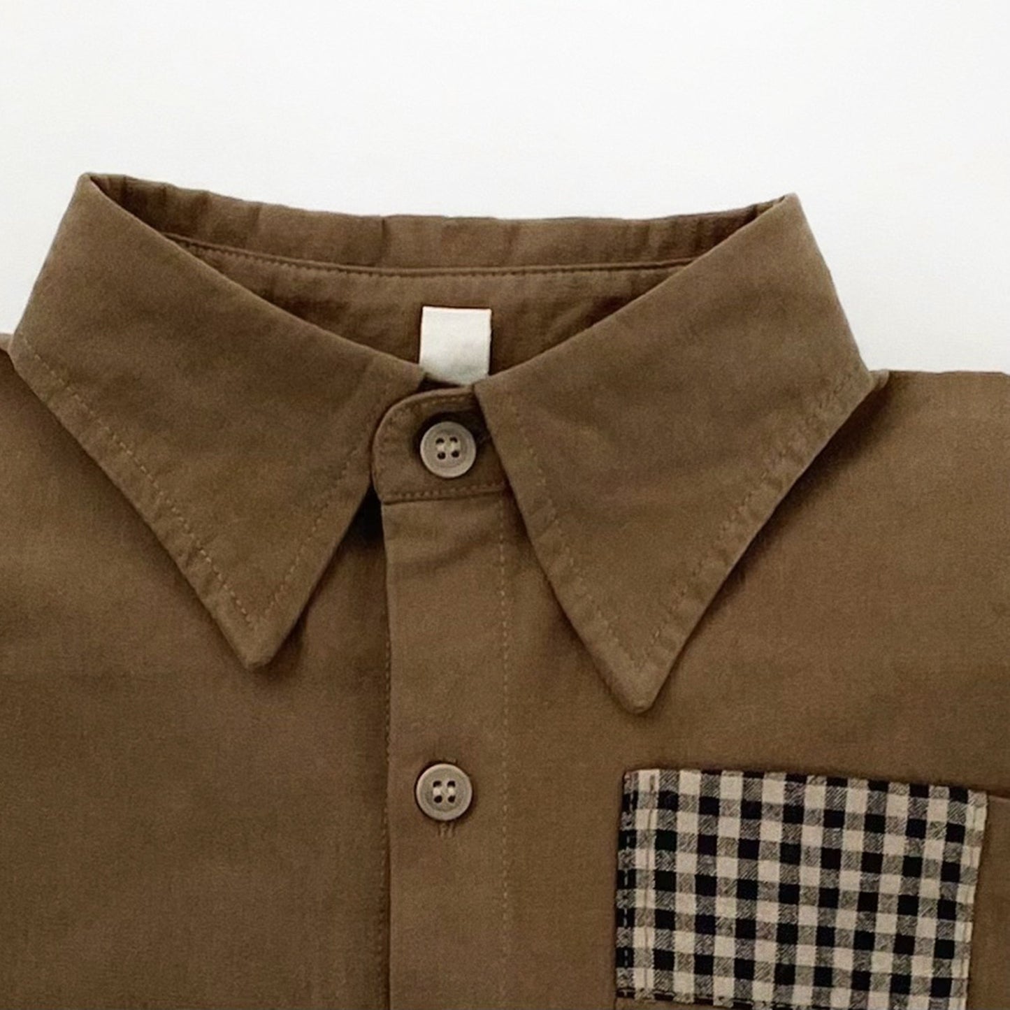 Plaid Patchwork Lantern Sleeve Shirt チェック パッチワーク シャツ【mh0012562】
