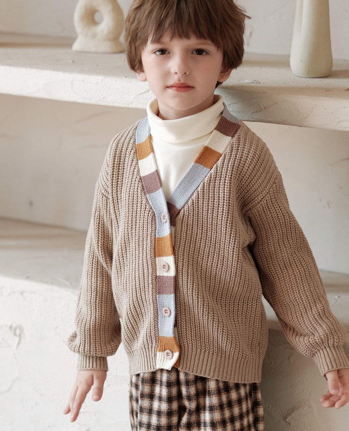 ニットカーディガン Vネック カラフル トリム【mh0011575】