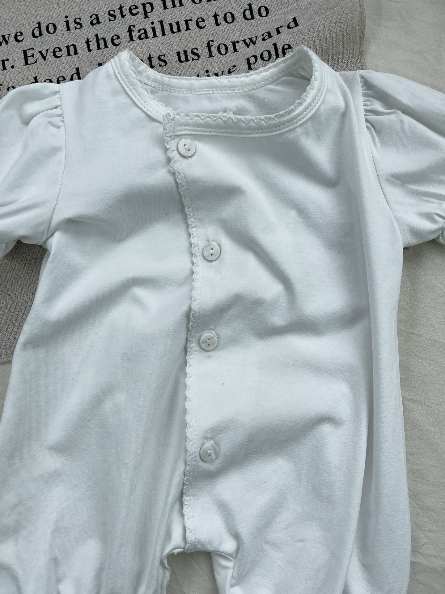 Puff Sleeve Cotton Romper パフスリーブ 半袖ロンパース【mh0012926】