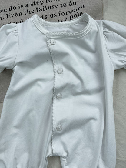 Puff Sleeve Cotton Romper パフスリーブ 半袖ロンパース【mh0012926】