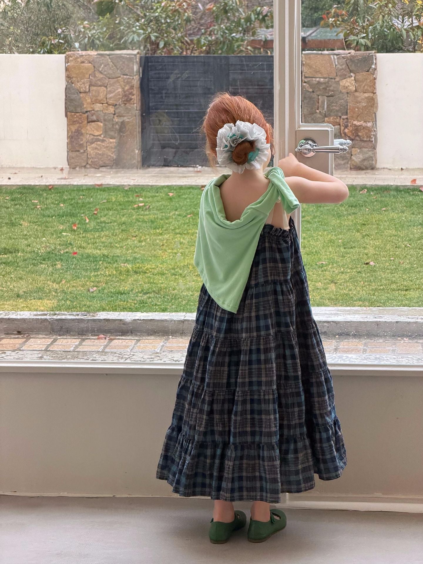 Vintage Plaid Tiered Dress チェック柄 キャミソールワンピース【mh0012888】