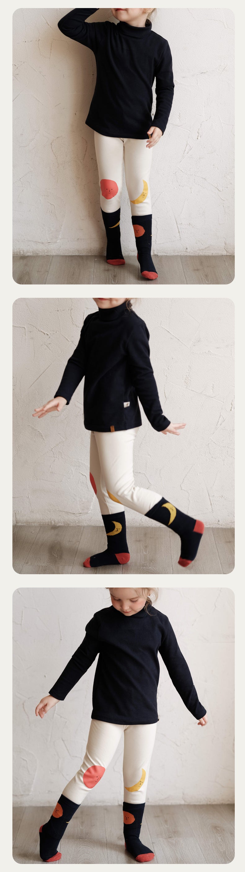 レギンス 太陽 月 プリント キッズ ストレッチ ボトムス【mh0011567】