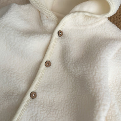 フーディロンパース うさ耳 フード付 ボア 厚手 モコモコ カバーオール【mh0011689】