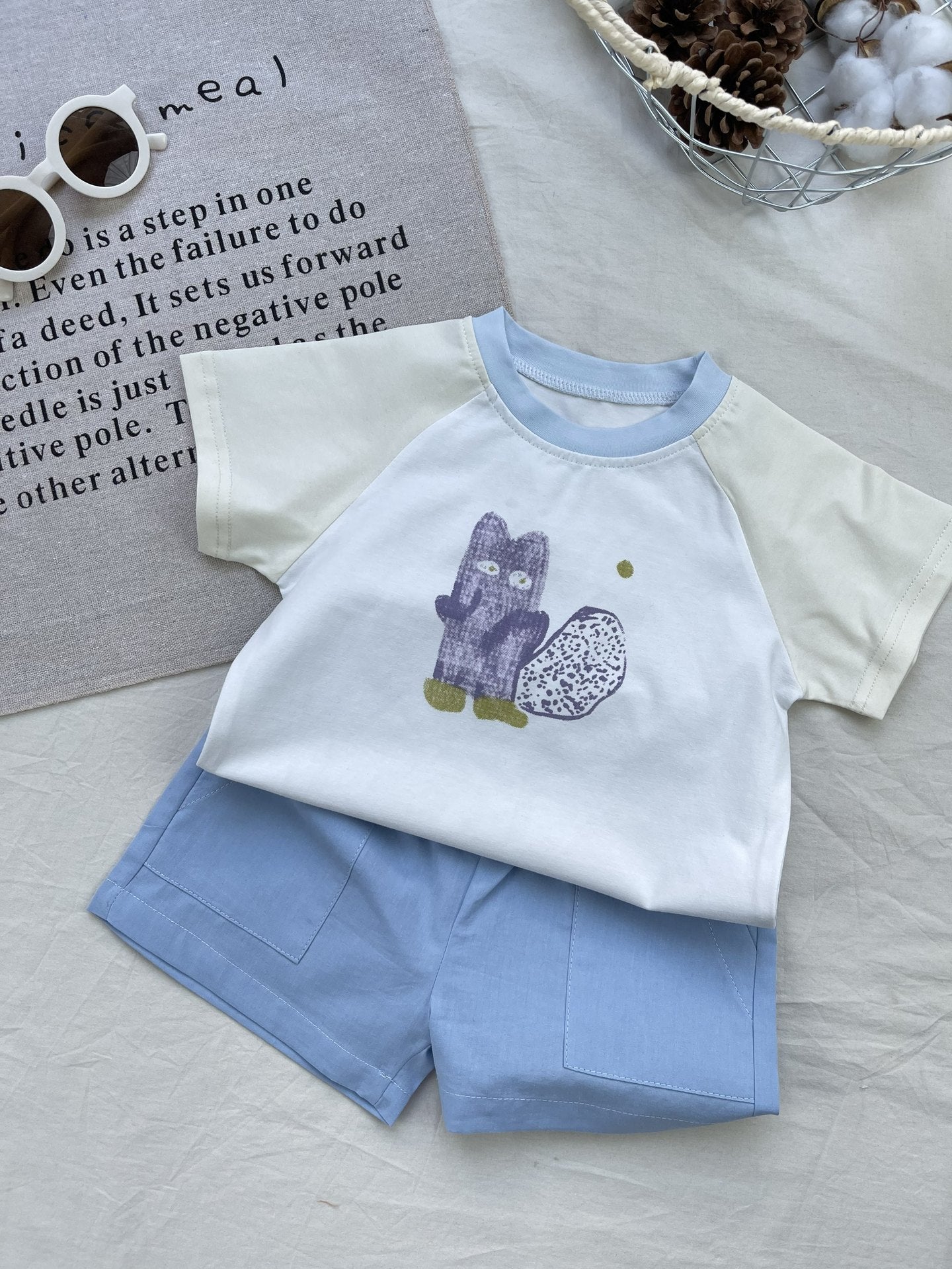 Squirrel Graphics Raglan Set 半袖Tシャツ ショートパンツセット【mh0012925】
