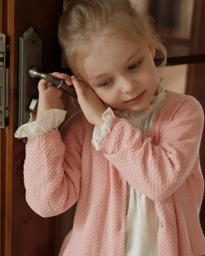 ペプラムカーディガン さくらんぼ 刺繍 女の子 ニット アウター【mh0011559】