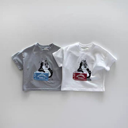 Retro Nautical Raglan T-shirt ペンギン クルーネック 半袖Tシャツ【mh0012928】