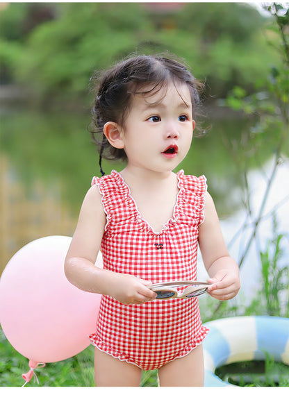 UPF50 Plus Gingham Ruffled One-piece ギンガムチェック 水着【mh0012602】