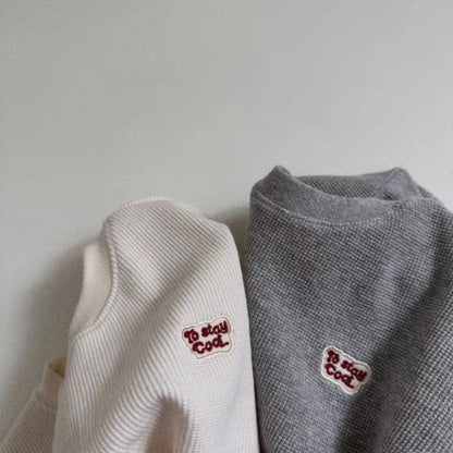 Sudadera de manga larga con logotipo para bebé y niño, tejido waffle【mh0014629】