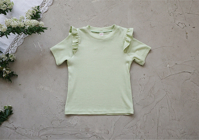 Ruffle Shoulder Tee - Mellow Ruffle Short Sleeve T-Shirt [mh0012986]