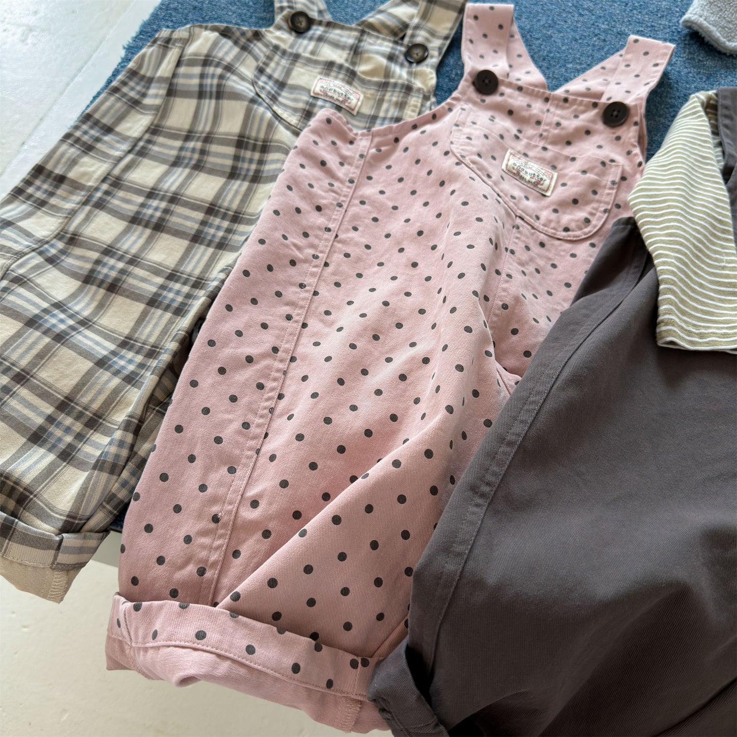 Kids' Polka Dot & Check Pocket Overalls [mh0014053]