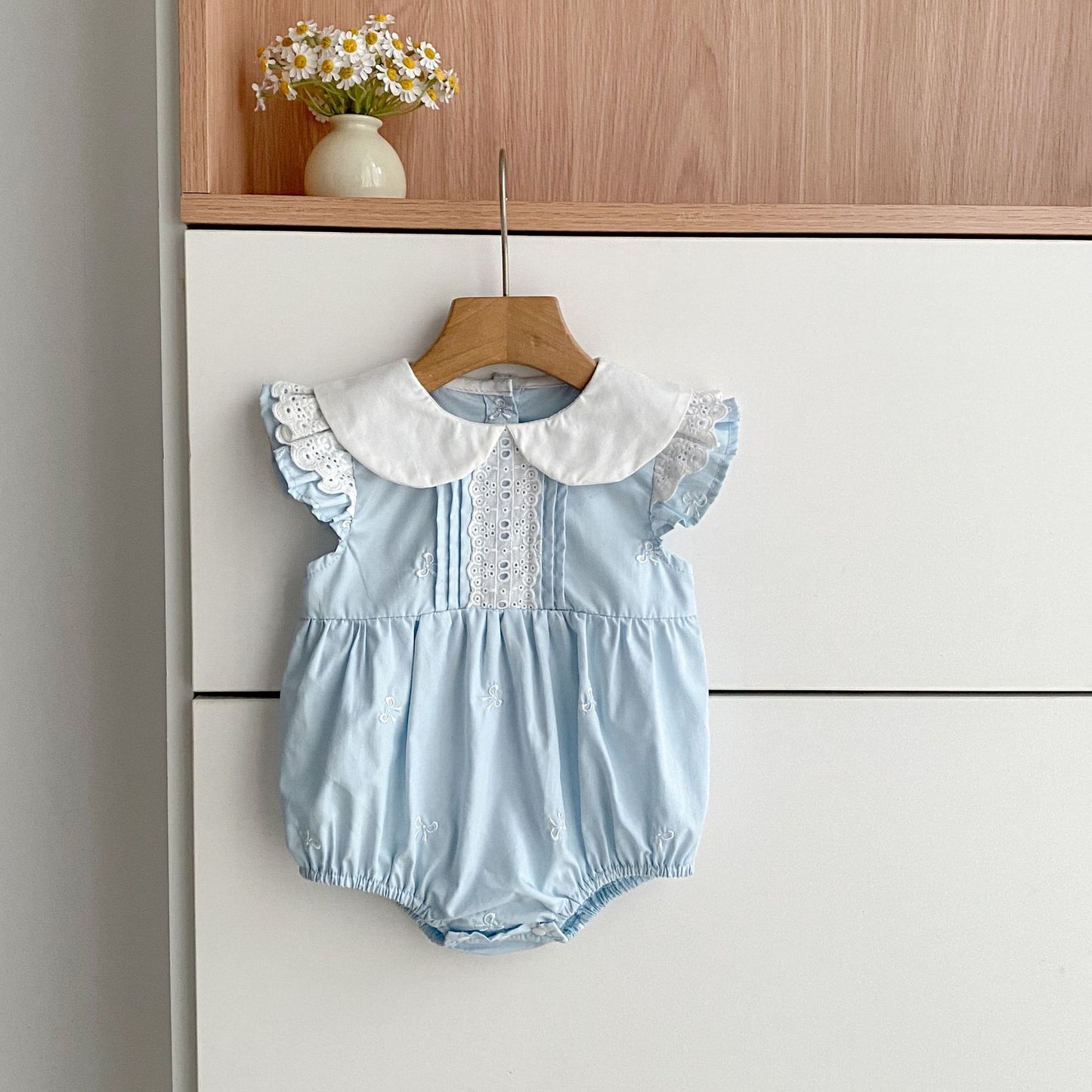Bow Embroidery Ruffle Romper Dress ラッフル ロンパース ワンピース【mh0013161】