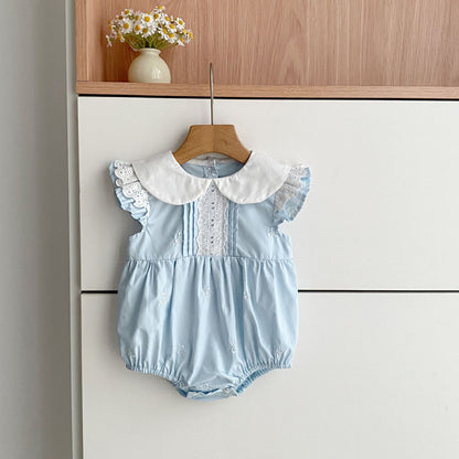 Bow Embroidery Ruffle Romper Dress ラッフル ロンパース ワンピース【mh0013161】