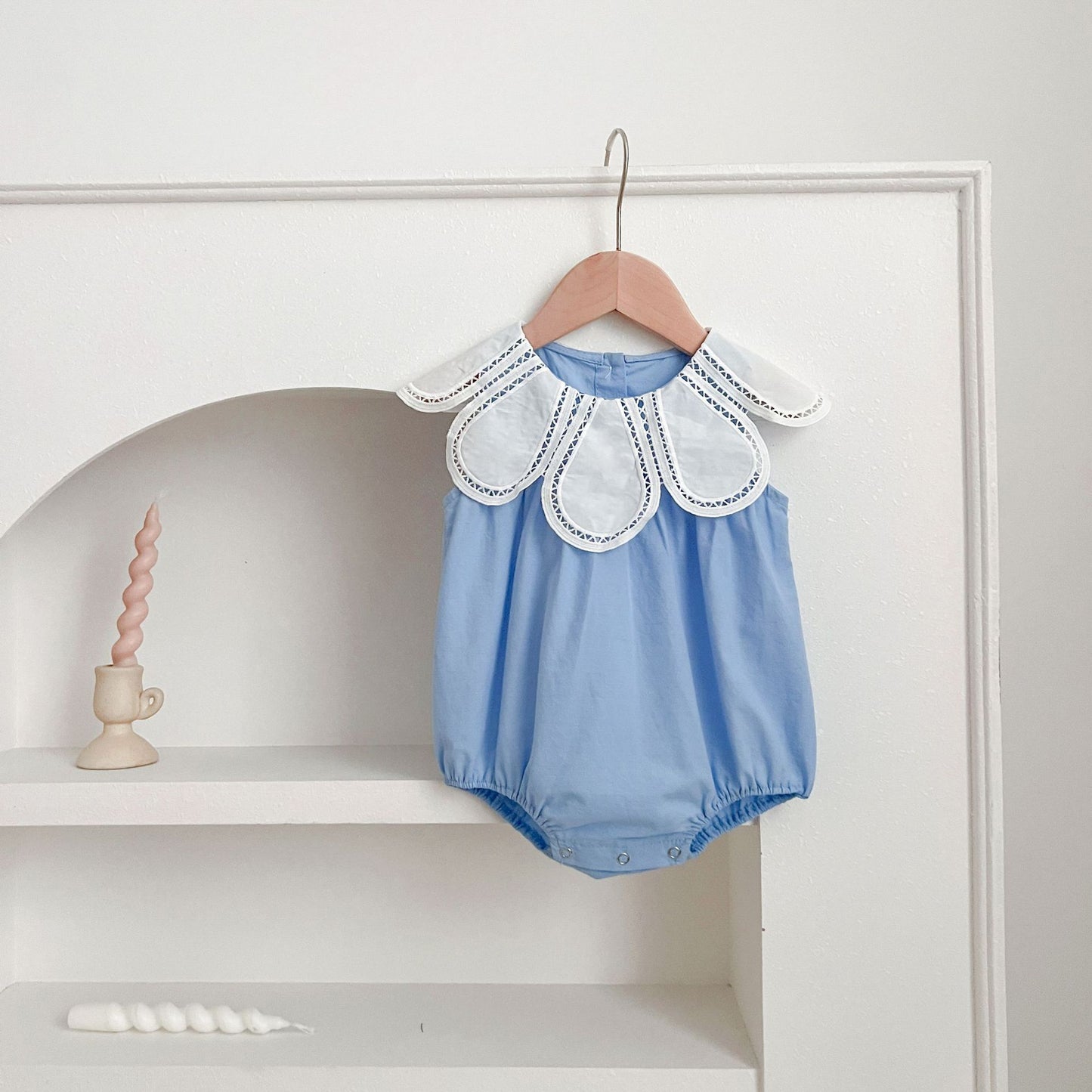 Petal Collar Romper Puff Sleeve Dress ラッフル ロンパース ミモレ丈ワンピース【mh0013158】