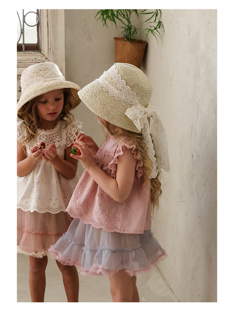Lace Embroidered Sleeveless Tee 刺繍レース ノースリーブTシャツ【mh0012991】