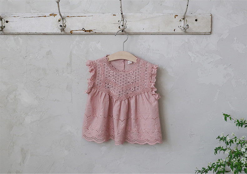 Lace Embroidered Sleeveless Tee 刺繍レース ノースリーブTシャツ【mh0012991】