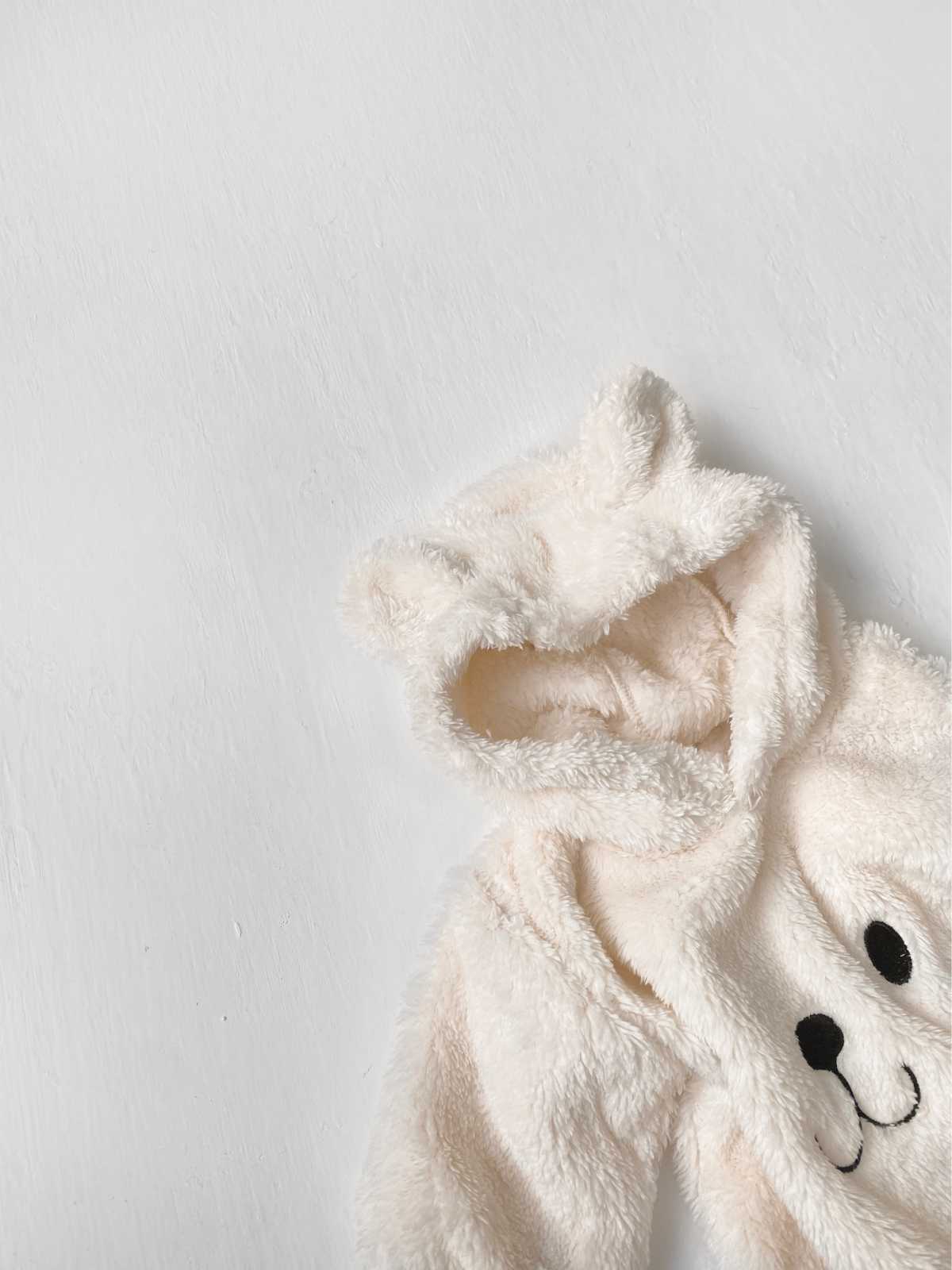 ベビー くま 刺繍 フード付き フリース ロンパース【mh0014208】