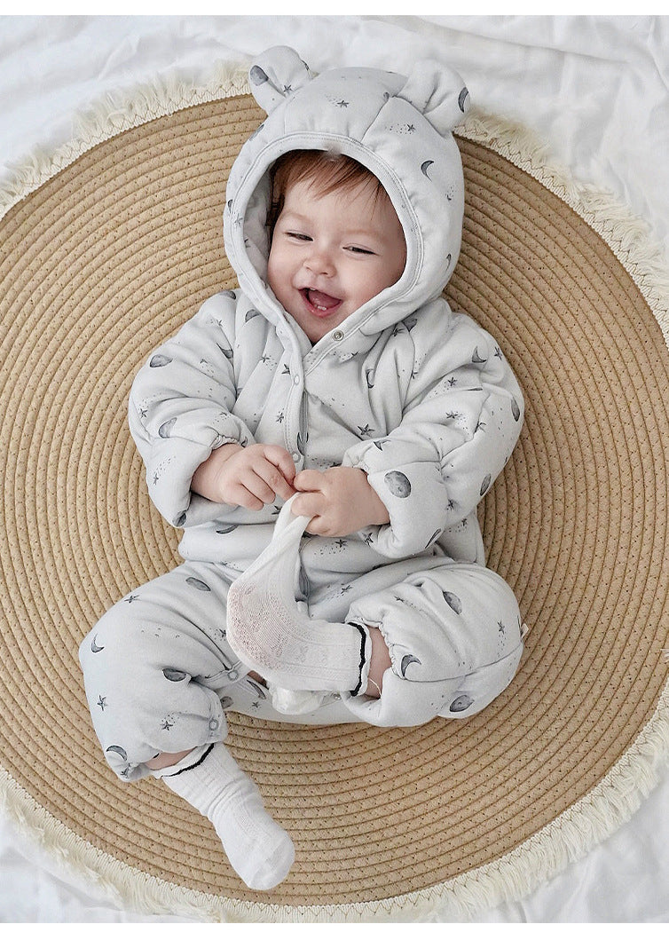 アウタージャンプスーツ 耳付き 中綿 厚手 フード付 ハートリボン【mh0011702】