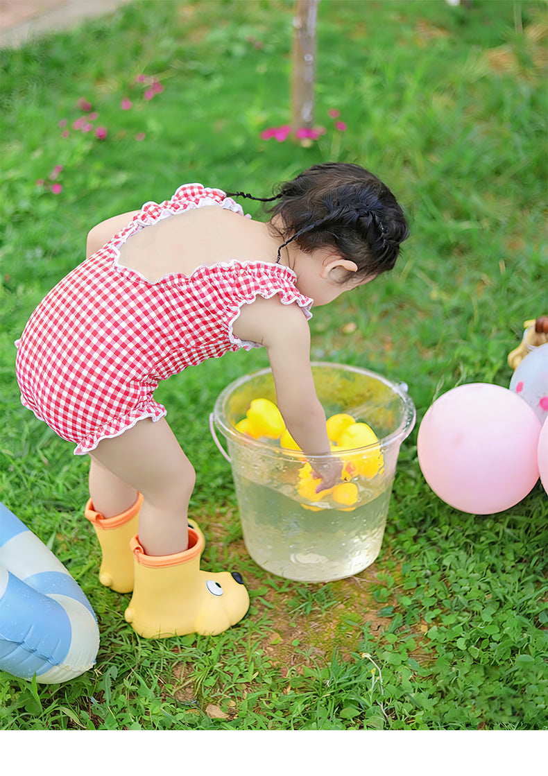 UPF50 Plus Gingham Ruffled One-piece ギンガムチェック 水着【mh0012602】