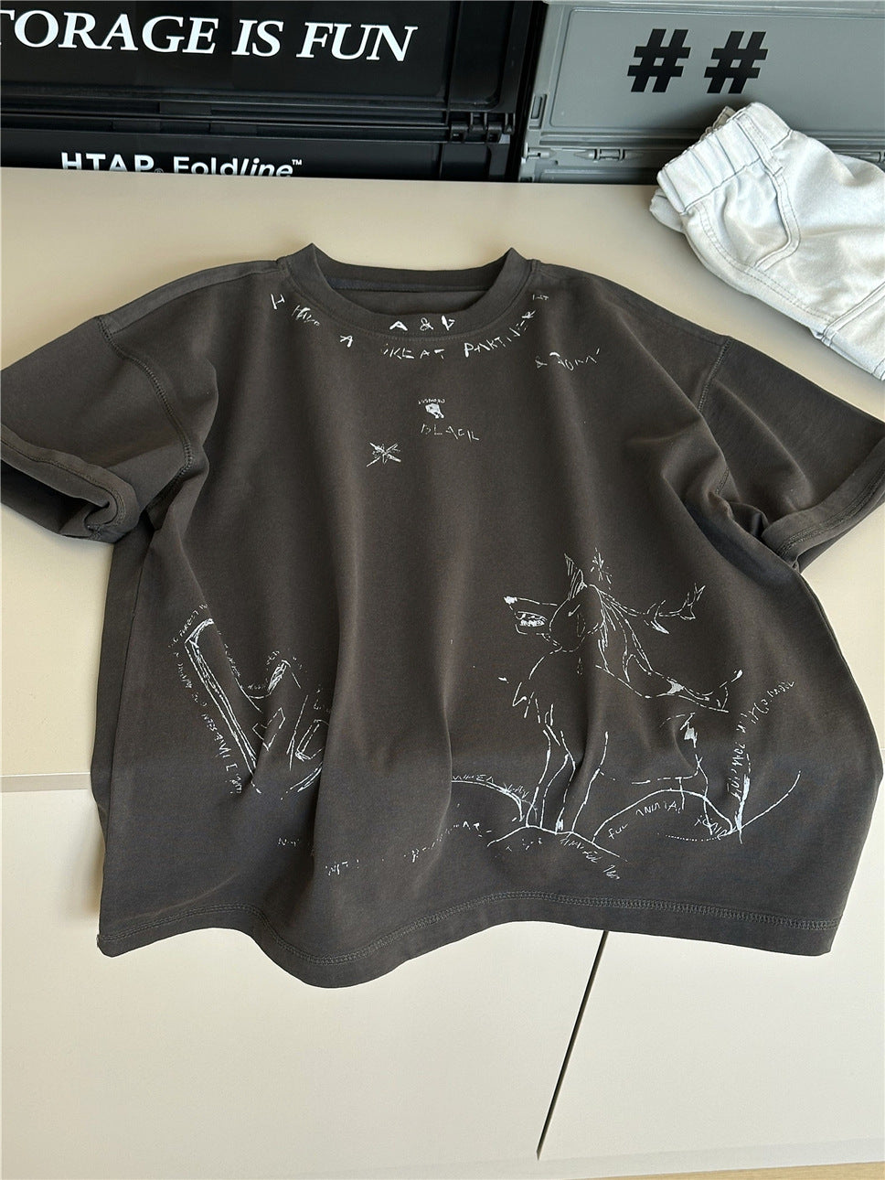 Graffiti Cotton T-shirt アニマル グラフィック 半袖Tシャツ【mh0012939】
