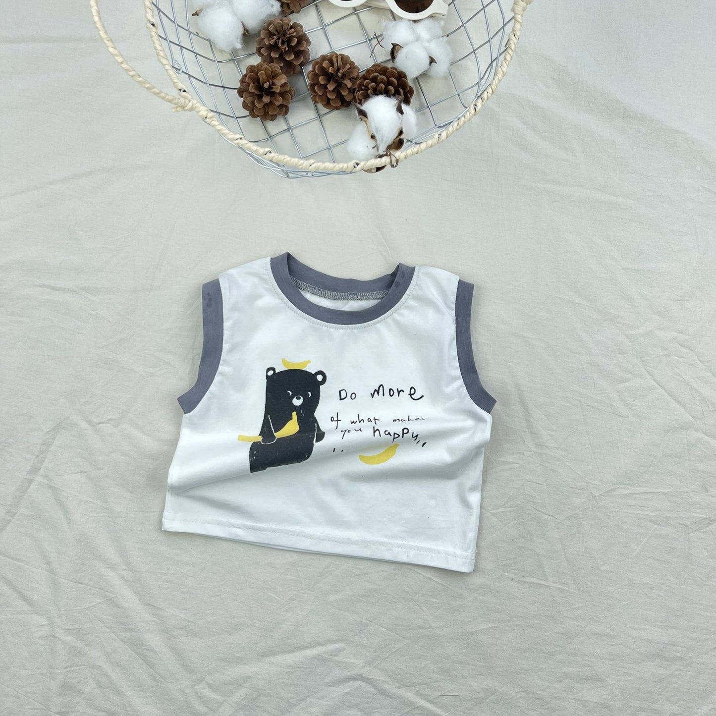 Banana Bear Tank Top Set クマ バナナ ノースリーブ ショートパンツ セット【mh0012909】