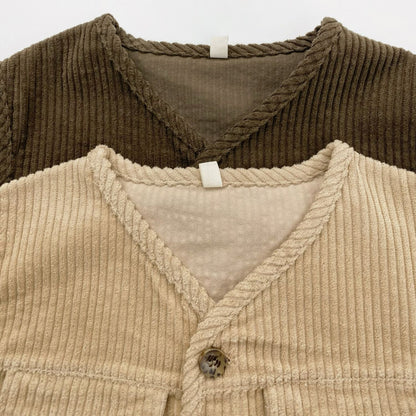 Retro Corduroy Layered Sleeveless Vest コーデュロイ ベスト【mh0012573】