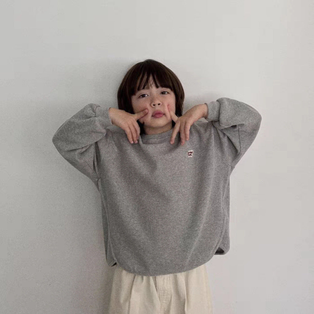 Sudadera de manga larga con logotipo para bebé y niño, tejido waffle【mh0014629】