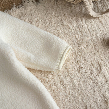 フーディロンパース うさ耳 フード付 ボア 厚手 モコモコ カバーオール【mh0011689】