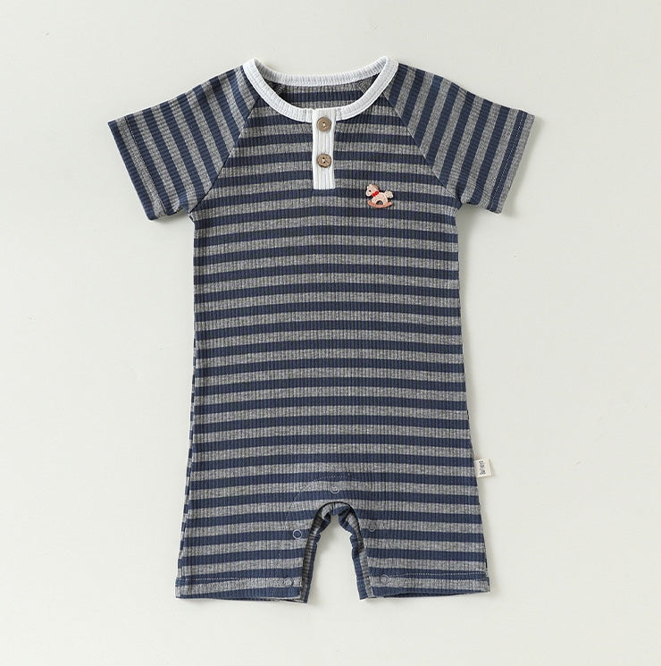 Stripe Short Sleeve Romper ボーダー 半袖ロンパース【mh0013032】
