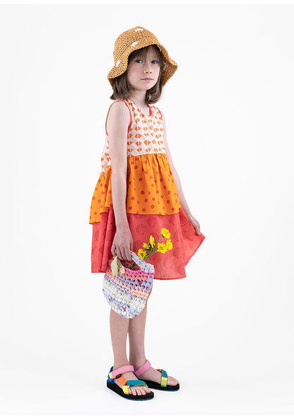 Sleeveless Ruffled Dress 幾何学模様 ノースリーブワンピース【mh0013211】