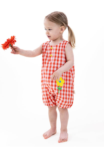 Gingham Sleeveless Jumpsuit Romper チェック ノースリーブロンパース【mh0013216】