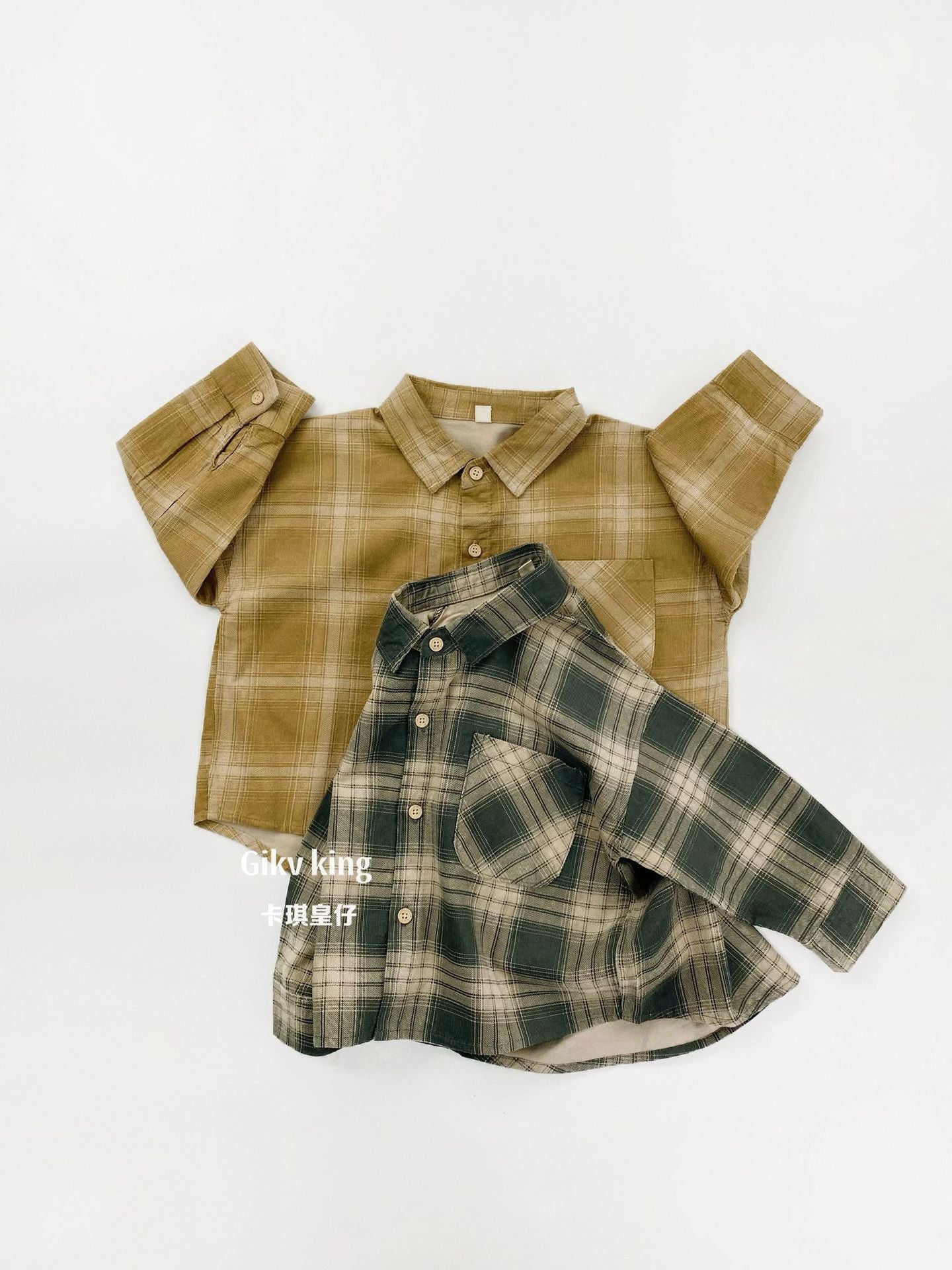 Camisa de cuadros de manga larga vintage 【mh0012563】