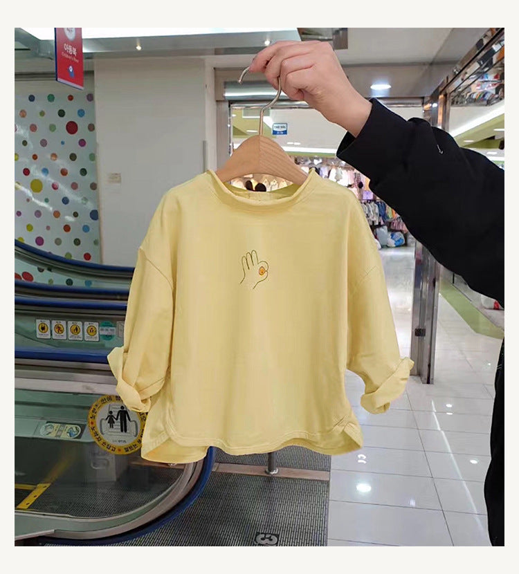 Camiseta de algodón de manga larga holgada con logo bordado - MH0012630