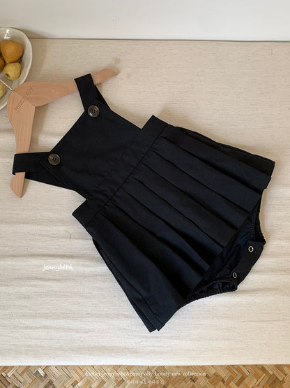 Petos de pleat, pelele, vestido sin mangas y blusa de manga larga con cuello de volantes para bebés y niños 【mh0014660】