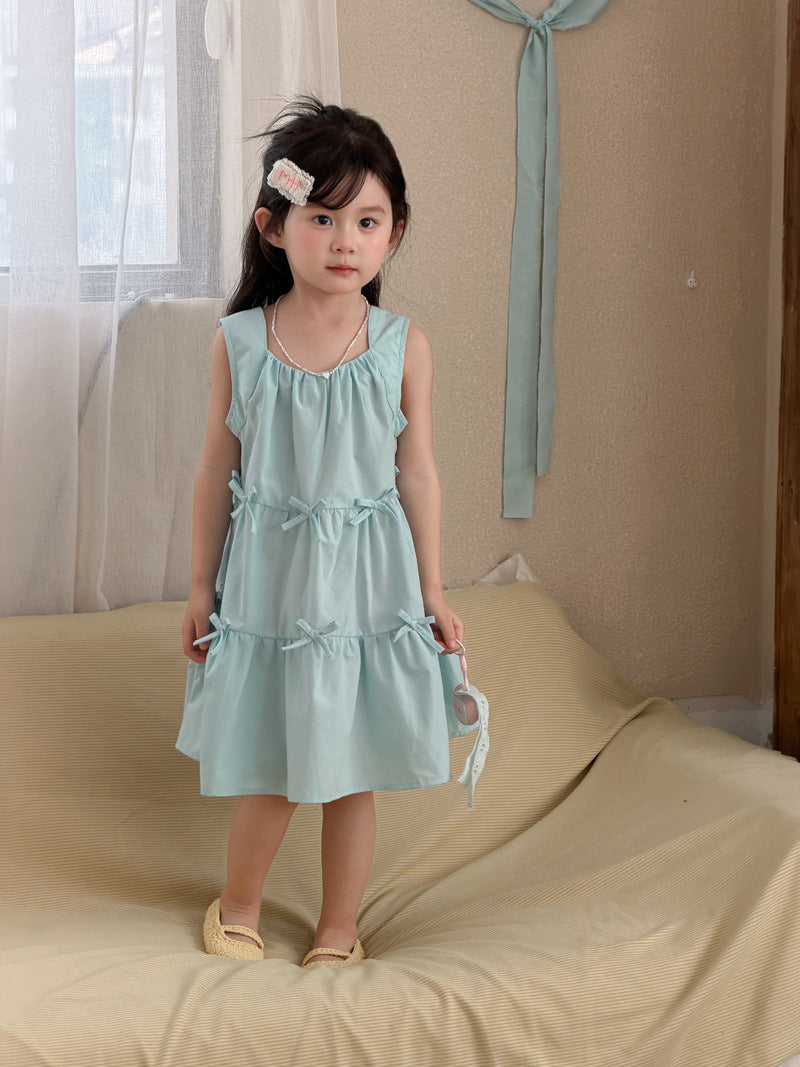 Sleeveless Bow Tiered Dress [mh0012747]
