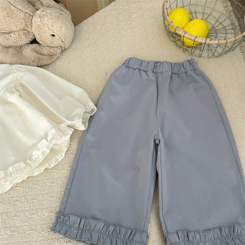 キッズ 裾フリル ストレートパンツ ロングパンツ【mh0014160】